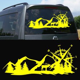 Melek Pazarı S1745 Geyik Pusula Dağ Kamp off Road Sarı 60x24 cm Oto Sticker