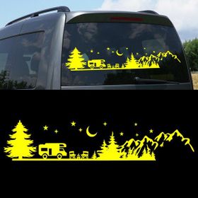 Melek Pazarı S1747 Kamp Orman Manzarası Karavan Sarı 40x11 cm Oto Sticker