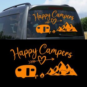 Melek Pazarı S1750 Mutlu Kampçılar Happy Campiers Turuncu 45x24 cm Oto Sticker