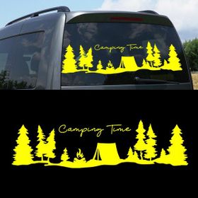 Melek Pazarı S1755 Kamp Zamanı Camping Time Orman Manzara Karavan Sarı 40x11 cm Oto Sticker