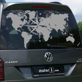 Melek Pazarı S1787 Dünya Pusula off Road Gümüş 60x35 cm Oto Sticker