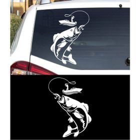 Melek Pazarı S1863 Balık Avı Beyaz 90x65 cm Oto Sticker