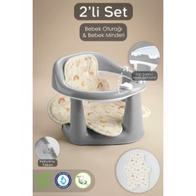 Meleni Baby Gri 2'li Bebek Banyo Minderi ve Oturak Seti