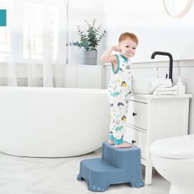 Meleni Baby Kaydırmaz Çocuk Taburesi Çift Basamaklı Banyo Lavabo Mavi Merdiven Yükseltici Bebek Basamağı