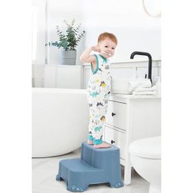Meleni Baby Kaydırmaz Çocuk Taburesi Çift Basamaklı Banyo Lavabo Mavi Merdiven Yükseltici Bebek Basamağı