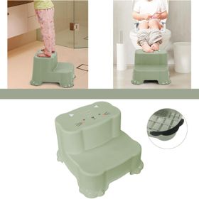 Meleni Baby Kaydırmaz Çocuk Taburesi Çift Basamaklı Banyo Lavabo Yeşil Merdiven Yükseltici Bebek Basamağı