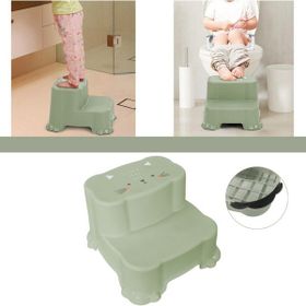 Meleni Baby Kaydırmaz Çocuk Taburesi Çift Basamaklı Banyo Lavabo Yeşil Merdiven Yükseltici Bebek Basamağı