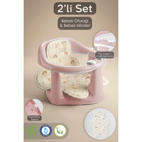 Meleni Baby Pembe 2'li Bebek Banyo Minderi ve Oturak Seti