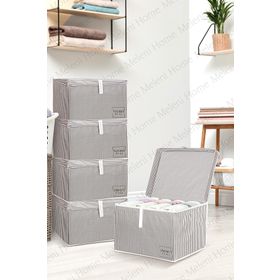 Meleni Home Gri 5 Adet Kapaklı Çok Amaçlı Hurç Saklama Kutusu
