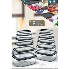 Meleni Home MCH-124 12'li Dikdörtgen Şeffaf Sweet Saklama Kabı Seti