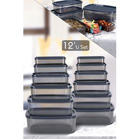 Meleni Home MCH-124 12'li Dikdörtgen Şeffaf Sweet Saklama Kabı Seti