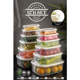 Meleni Home MCH-124 12'li Dikdörtgen Şeffaf Sweet Saklama Kabı Seti