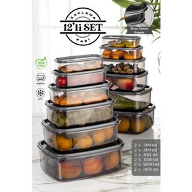 Meleni Home MCH-124 12'li Dikdörtgen Şeffaf Sweet Saklama Kabı Seti
