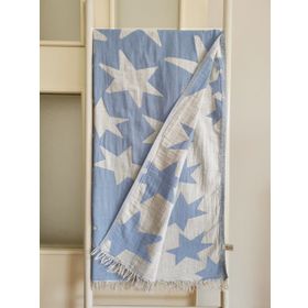 Melis Home Yıldız Mavi Çift Katlı Peştamal Plaj Banyo Havlusu