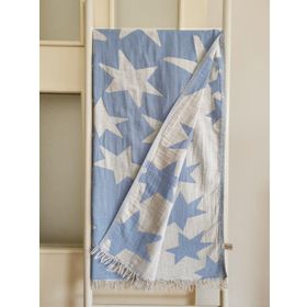 Melis Home Yıldız Mavi Çift Katlı Peştamal Plaj Banyo Havlusu
