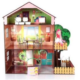 Memo 9587 Ahşap Ağaçlı Bebek Evi
