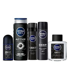 Men Deep Dimension Erkek Bakım Seti Duş Jeli Tıraş Köpüğü ve Losyonu Sprey ve Roll-On Deodorant Yüz Sakal Temizleme Jeli