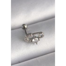 Mena Rise 316L Çelik Gümüş Renk Zirkon Taşlı Toplu İğne Tragus Piercing