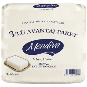 Mendiva 3x60'lı Sabun Kokulu Islak Havlu