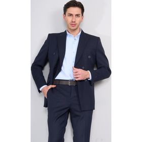 Mentality 3474 Lacivert Yunter Loco Kruvaze Sivri Yaka Slim Fit Erkek Takım Elbise