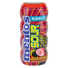 Mentos 30 gr Sour Çilek Aromalı Şekersiz Ekşi Sakız