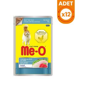 Meo 12x80 gr Tavuk Pirinç Ve Ton Balıklı Yetişkin Kedi Konservesi