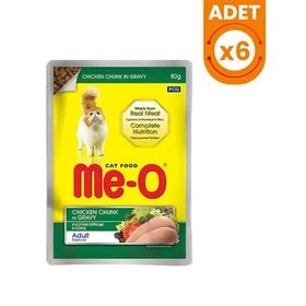 Meo Adult 6x80 gr Gravy Soslu Tavuklu Yetişkin Kedi Konservesi