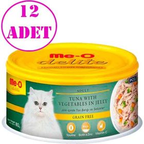 Meo Delite Tahılsız Jöle İçinde Ton Balıklı ve Sebzeli 12x80 gr Yetişkin Kedi Konservesi
