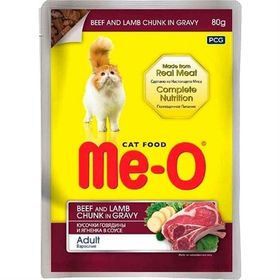 Meo Sos İçinde Parça Dana ve Kuzu Etli 80 gr Kedi Konservesi