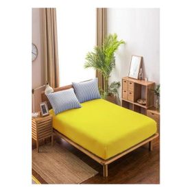 Mer-tim 100x200 cm Sarı Penye Lastikli Tek Kişilik Çarşaf