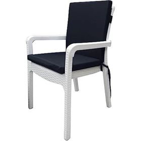 Mer-tim Balkon Salon Arkalıklı Siyah Sandalye Bahçe Minderi