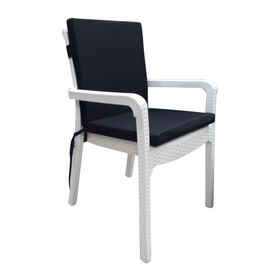 Mer-tim Balkon Salon Arkalıklı Siyah Sandalye Bahçe Minderi