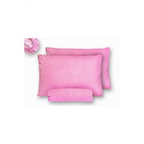 Mer-tim Battal Boy Pembe Puantiyeli Lastikli 180x200 Çarşaf ve Yastık Kılıfı