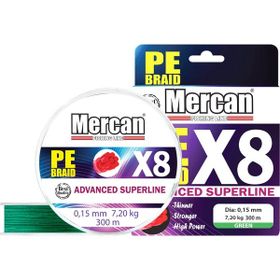 Mercan PE Örgü Platinum 8X İp 0.15 mm - 300 mt Yeşil Misina