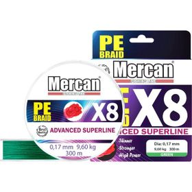 Mercan PE Örgü Platinum 8X İp 0.17 mm - 300 mt Yeşil Misina