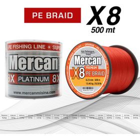 Mercan PE Örgü Platinum 8X İp 0.23 mm - 500 mt Turuncu Misina