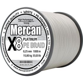 Mercan PE Örgü Platinum 8X İp 0.25 mm - 1000 mt Beyaz Misina