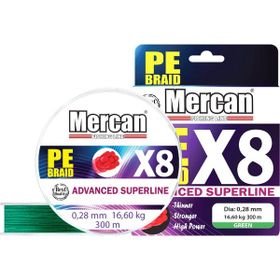 Mercan PE Örgü Platinum 8X İp 0.28 mm - 300 mt Yeşil Misina