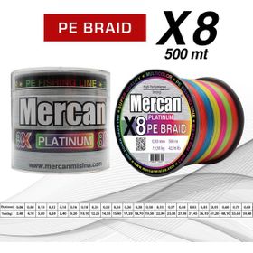 Mercan Pe Örgü Platinum 8X İp 0.30 mm - 500 mt Multicolor Misina