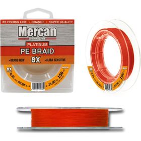 Mercan PE Örgü Platinum 8X İp 0.35 mm - 150 mt Turuncu Makara Misina