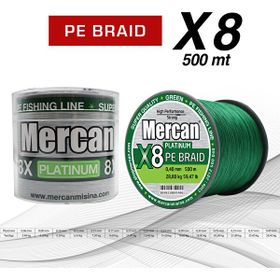 Mercan PE Örgü Platinum 8X İp 0.40 mm - 500 mt Yeşil Misina
