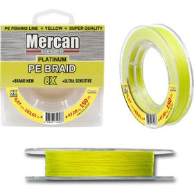 Mercan PE Örgü Platinum 8X İp 0.57 mm - 150 mt Sarı Misina