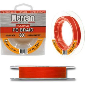 Mercan PE Örgü Platinum 8X İp 0.57 mm - 150 mt Turuncu Makara Misina