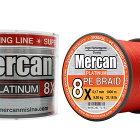 Mercan Pe Örgü Platinum X8 İp 1000 m Turuncu Misina