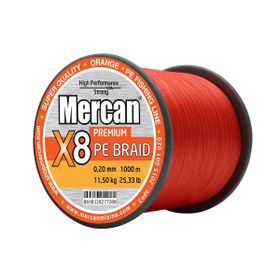 Mercan Pe Örgü Platinum X8 İp 1000 m Turuncu Misina