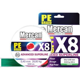 Mercan PE Örgü Platinum X8 İp 300 m Yeşil 0.40 mm Misina
