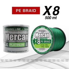 Mercan Pe Örgü Platinum X8 İp 500 m Yeşil Misina