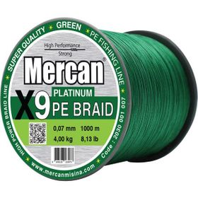 Mercan Pe Örgü Platinum X9 1000 mt 0.07 mm Yeşil Misina İp