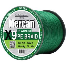 Mercan Pe Örgü Platinum X9 1000 mt 0.23 mm Yeşil Misina İp