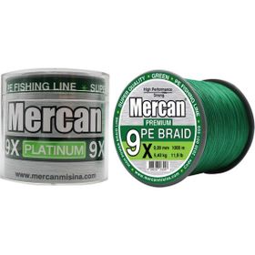Mercan Pe Örgü Platinum X9 1000 mt 0.33 mm Yeşil Misina İp
